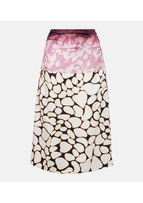 Dries Van Noten Printed silk midi skirt