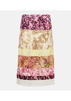 Dries Van Noten Colorblocked gathered midi skirt