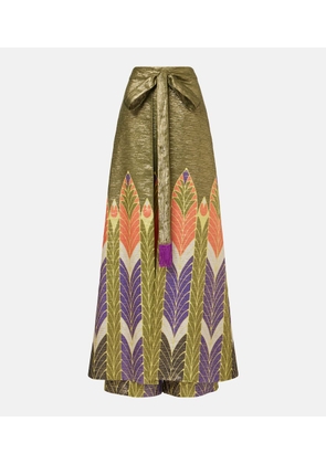 Valentino Printed silk-blend wide-leg pants