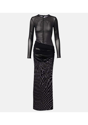 Alex Perry Ruched sheer mesh gown