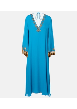 Valentino Embellished silk georgette midi dress