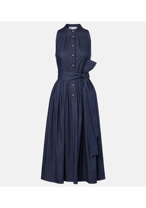 Carolina Herrera Gathered cotton-blend midi dress