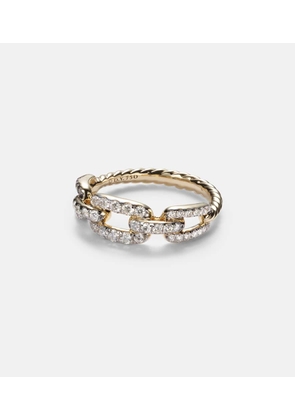 David Yurman Stax Chain Link 18kt gold ring with diamonds