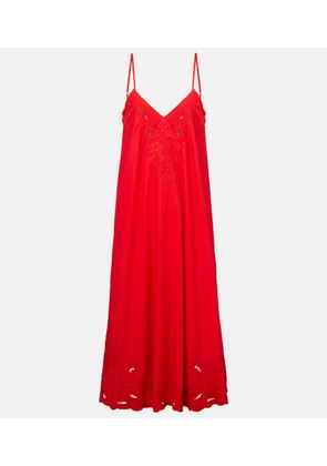 Juliet Dunn Embroidered cotton poplin midi dress