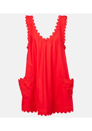 Juliet Dunn Embroidered cotton poplin minidress