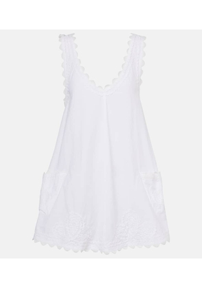 Juliet Dunn Embroidered cotton poplin minidress