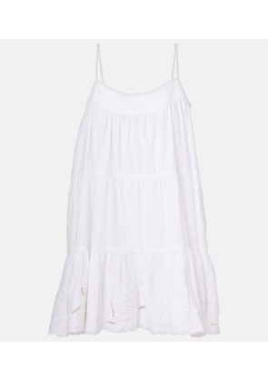 Juliet Dunn Embroidered cotton poplin slip dress