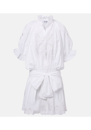Juliet Dunn Embroidered cotton poplin minidress