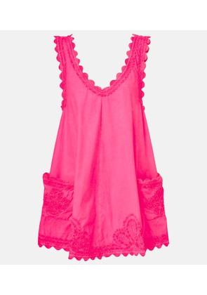 Juliet Dunn Embroidered cotton poplin minidress