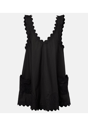 Juliet Dunn Embroidered cotton poplin minidress
