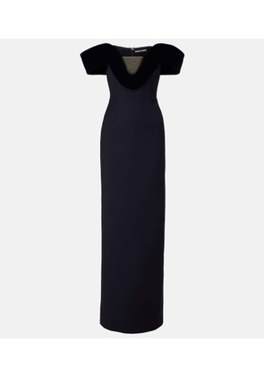 David Koma Off-shoulder wool-blend bustier gown