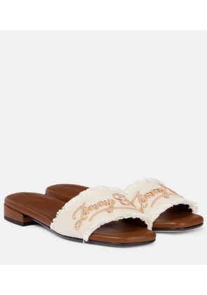 Jimmy Choo Joa embroidered canvas slides