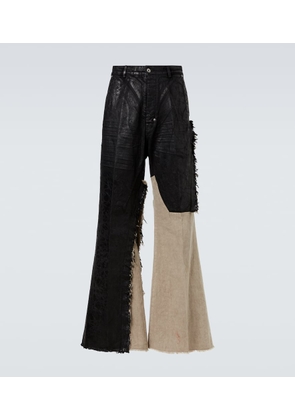 Rick Owens Joris coated distressed wide-leg jeans