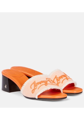 Jimmy Choo Joa 45 embroidered canvas mules