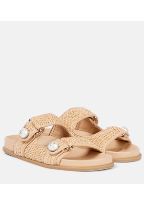 Jimmy Choo Fayence leather-trimmed raffia sandals