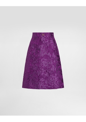 Dolce & Gabbana Peony Brocade Skirt - Woman Skirts Purple 46