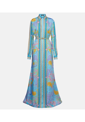 Versace Underwater Barocco silk twill maxi dress