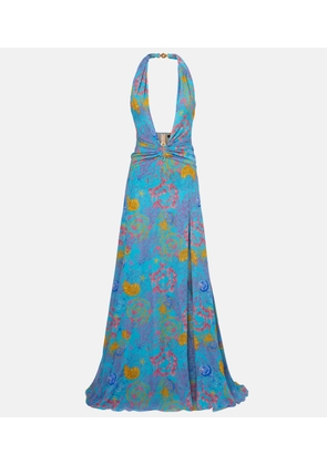 Versace Printed halterneck gown