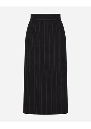 Dolce & Gabbana Pinstripe Wool Calf-length Skirt - Woman Skirts Multicolor 48