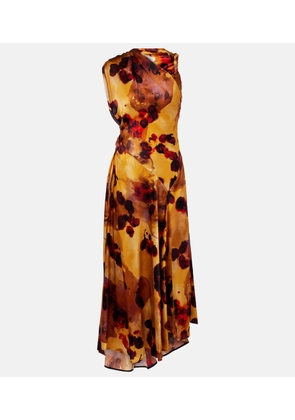 Victoria Beckham Gathered lace-trimmed silk satin gown