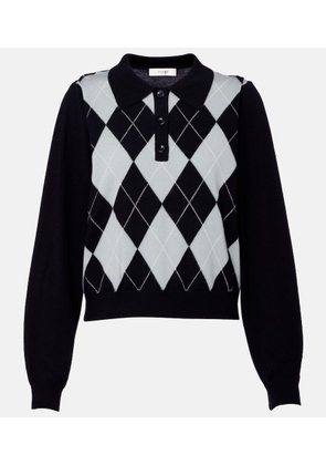 Frame Argyle wool-blend polo sweater