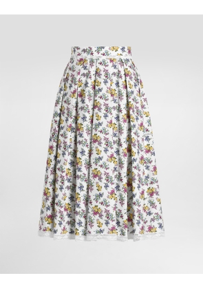 Dolce & Gabbana Small Floral-print Poplin Skirt - Woman Skirts Multicolor 36