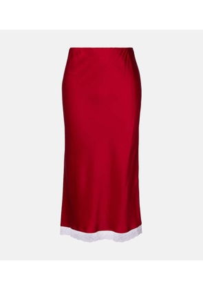 Victoria Beckham Lace-trimmed satin midi skirt