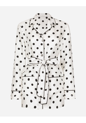 Dolce & Gabbana Long-sleeved Silk Pajama Shirt With Polka-dot Print - Woman Shirts And Tops Print 42