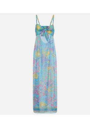 Versace Printed cutout semi-sheer maxi dress