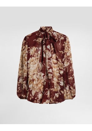 Dolce & Gabbana Rose-print Chiffon Shirt - Woman Shirts And Tops Print 44