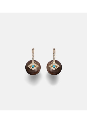 Sydney Evan Evil Eye 14kt gold earrings with diamonds and turquoise