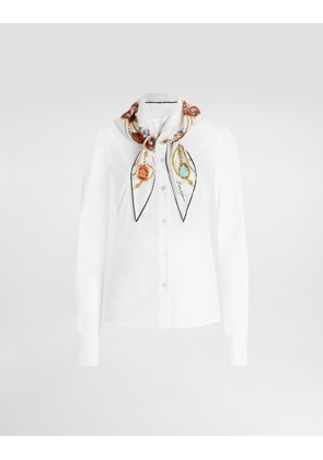 Dolce & Gabbana Poplin Shirt With Silk Scarf - Woman Shirts And Tops White 36