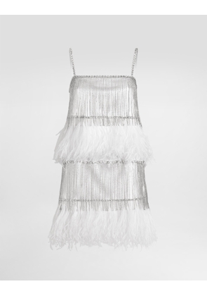Dolce & Gabbana Satin Dress With Feathers - Woman Dresses Crystal 42