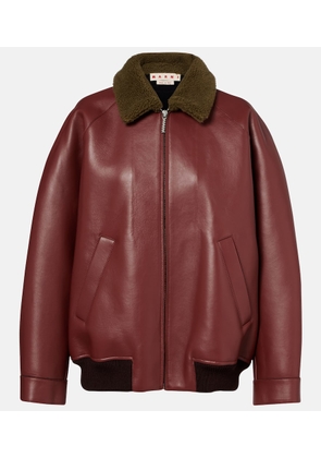 Marni Shearling-trimmed leather blouson jacket
