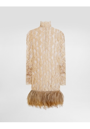 Dolce & Gabbana Floral Chantilly Lace Dress - Woman Dresses Beige 50