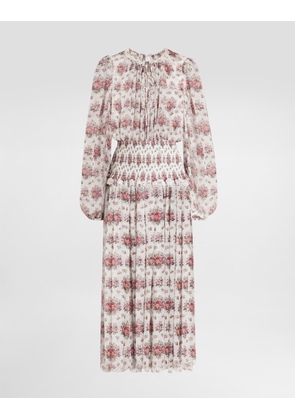 Dolce & Gabbana Small Flower Bouquets-print Long Chiffon Dress - Woman Dresses Multicolor 36