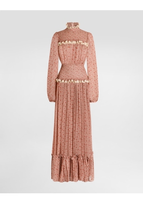 Dolce & Gabbana Small Rose-print Long Chiffon Dress - Woman Dresses Multicolor 40