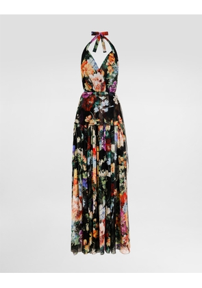 Dolce & Gabbana Flower Bouquet-print Long Chiffon Dress - Woman Dresses Print 42