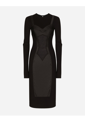 Dolce & Gabbana Sequined Midi Dress - Woman Dresses Black Viscose 46