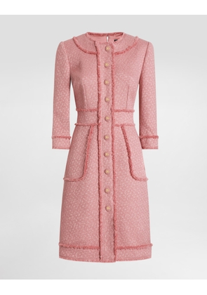 Dolce & Gabbana Raschel Tweed A-line Shirt Dress - Woman Dresses Pink 46
