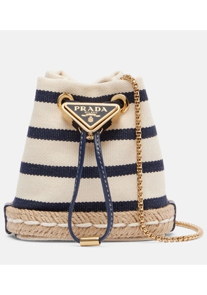 Prada Mini striped canvas bucket bag