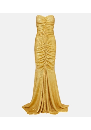 Norma Kamali Sequined ruched gown