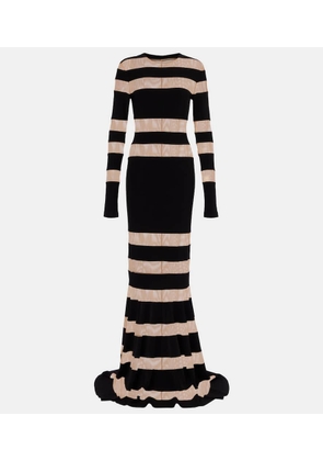 Norma Kamali Paneled semi-sheer gown