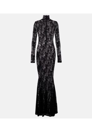 Norma Kamali Semi-sheer lace gown