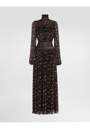 Dolce & Gabbana Floral-print Long Chiffon Dress - Woman Dresses Multicolor 42