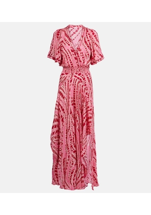 Poupette St Barth Mabelle printed satin midi dress