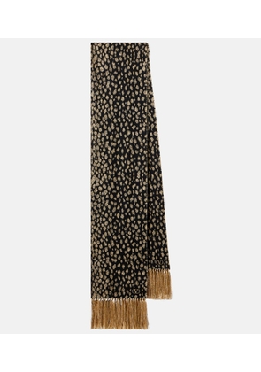 Valentino Fringed wool and cashmere-blend lame scarf