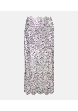 Rabanne Metallic-effect lace midi skirt