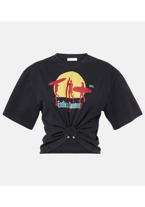 Rabanne Printed cropped cotton jersey T-shirt