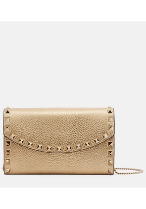 Valentino Garavani Rockstud metallic leather wallet on chain